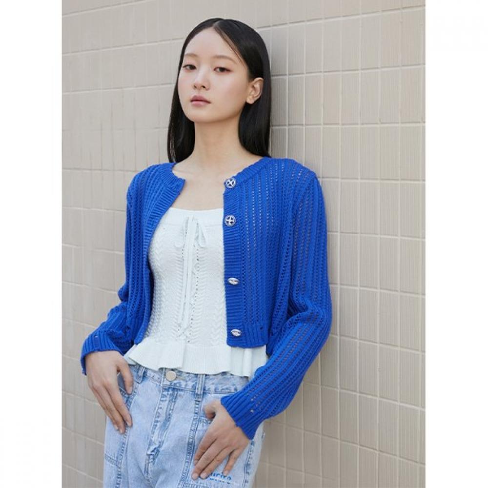 Egoist Back Lace Up Point Round Neck Cardigan Er2kg464