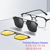 Magnet Clip Square Myopia Sunglasses 3 In 1 Clip On Metal Frames Prescription Computer Eyewear For Men Women