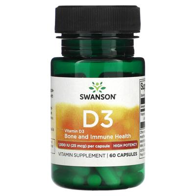 Vitamina D3, 25mcg (1.000 UI), 60 capsule