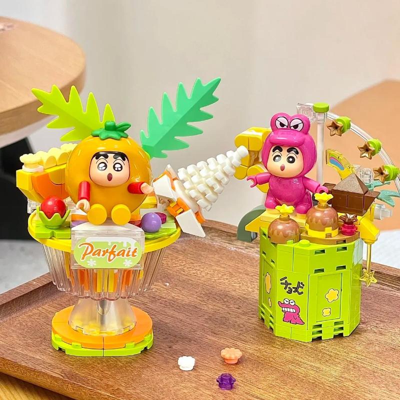 Keeppley New Crayon Shinchan Building Block Cartoon Toy Crocodile Mountain Desktop Ornament Collection Children'S Puzzle Gift