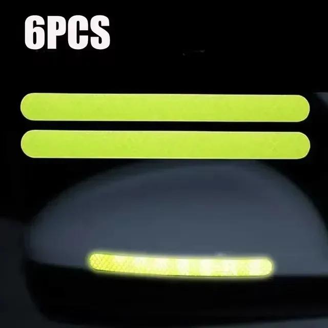 6/2pcs Car Reflective Safety Strip Stickers Car Rearview Mirror Reflective Sticker Reflective Warning Safety Tape Accessories