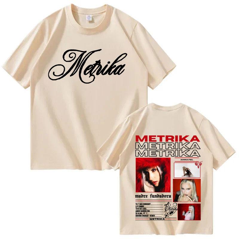 Rapper Metrika Album 2025 Double Sided Print Cozy T Shirt Mens Women Fashion Short Sleeve Tshirts Casual Oversized Y2K Tshirt