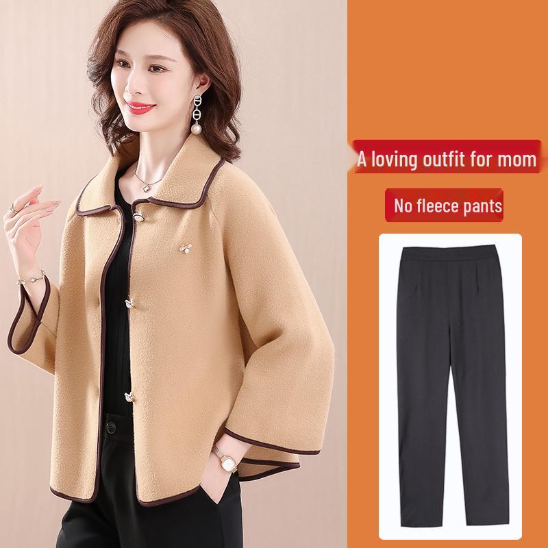 Hengyuanxiang Woolen Trench Coat for Middle-Aged and Elderly Women