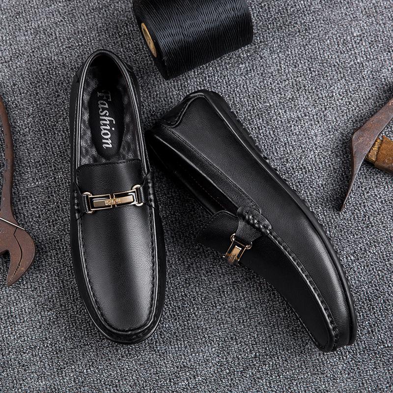 FashionSpring Summer Men Loafers Outodor Comfortable Flat Casual Shoes Men Breathable Slip-On Soft Cow Genuine Leather Shoes Moccasins