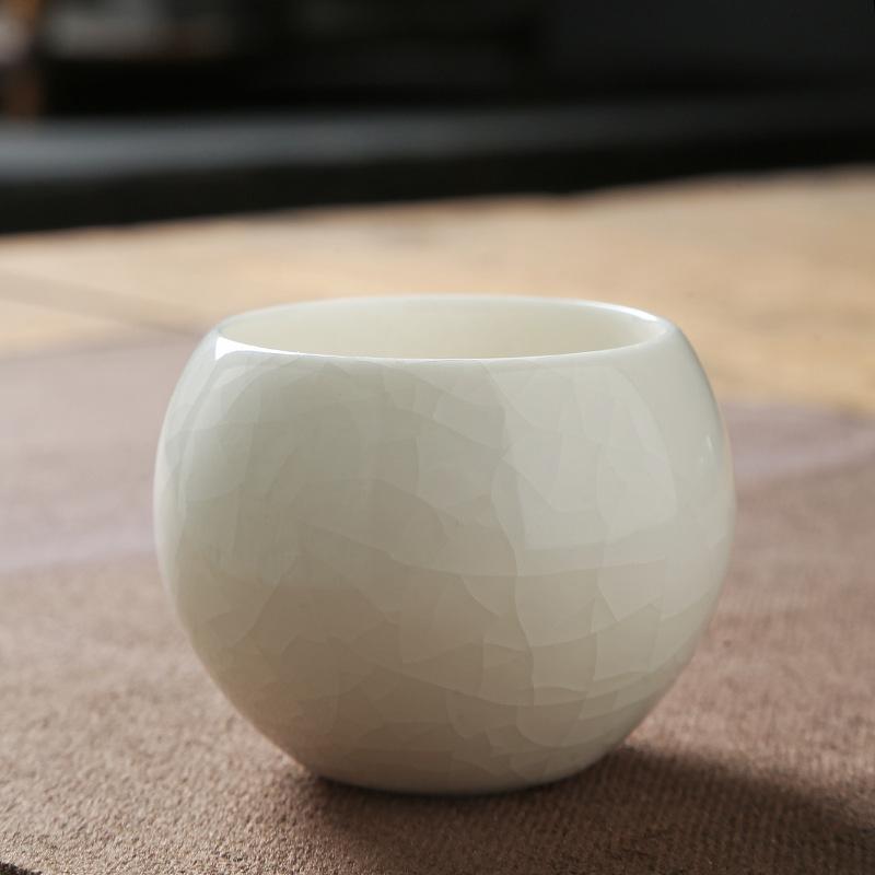 Chinese Retro Ice Cracked Ceramic Tea Cup Kung Fu Tea Family Meeting Golden Edged Tea Cup Household Water Cup 130ML белый