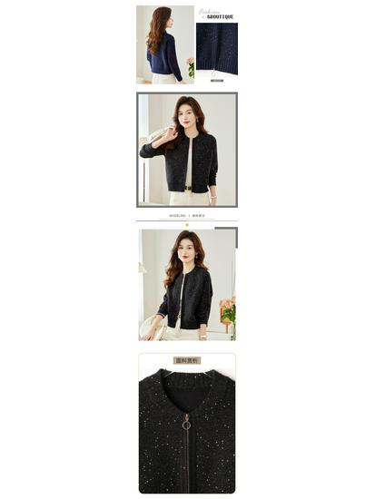 Podzimní dámský flitrový pletený kardigan šál s dlouhým rukávem