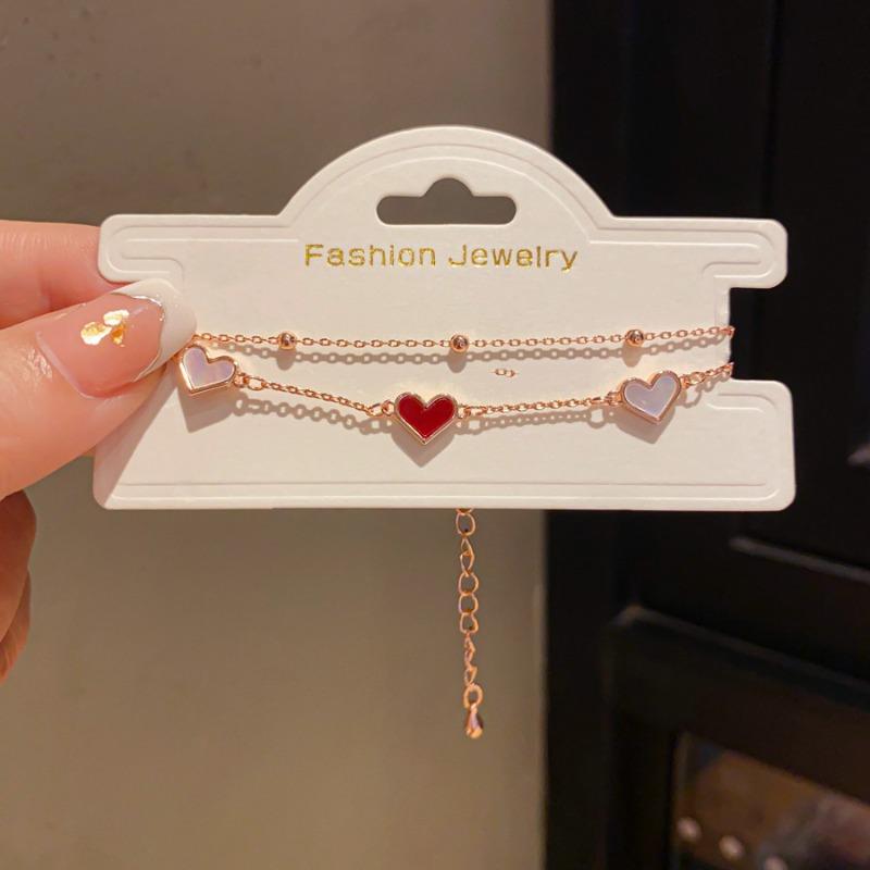 Fritillary love pendant double-layer bracelet fashionable versatile niche temperament bracelet light luxury high-end sense retro jewelry women