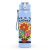 1PC Love Is Answer Flower Pot 750ml Color Plastic Sports Water Bottle Leakproof Flip Straw Lid Suitable for Sports Office Home Use