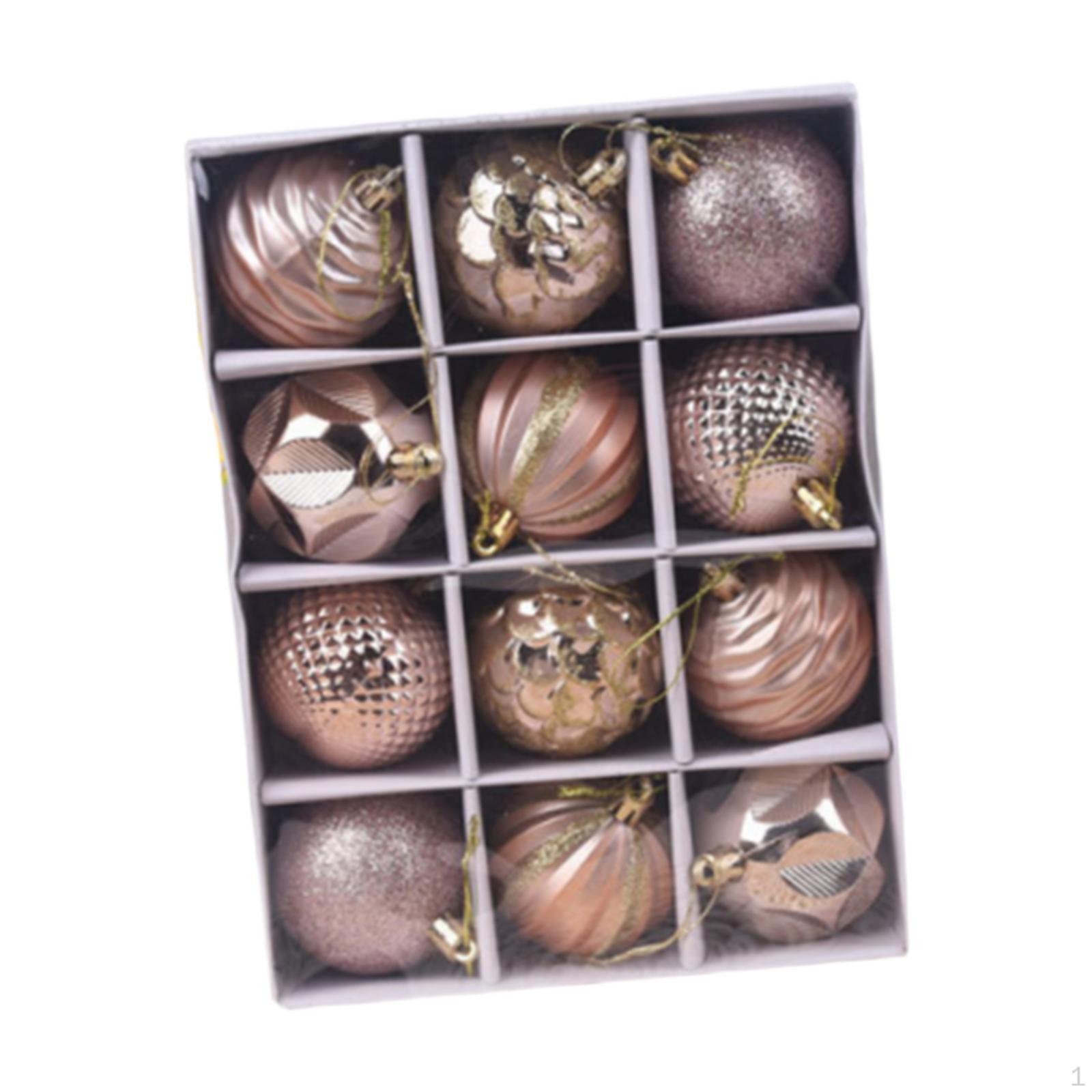 

12 Pieces Christmas Tree Hanging Decorations Xmas Balls 2.36 inch Charm Pendant for Festival Indoor rose golden