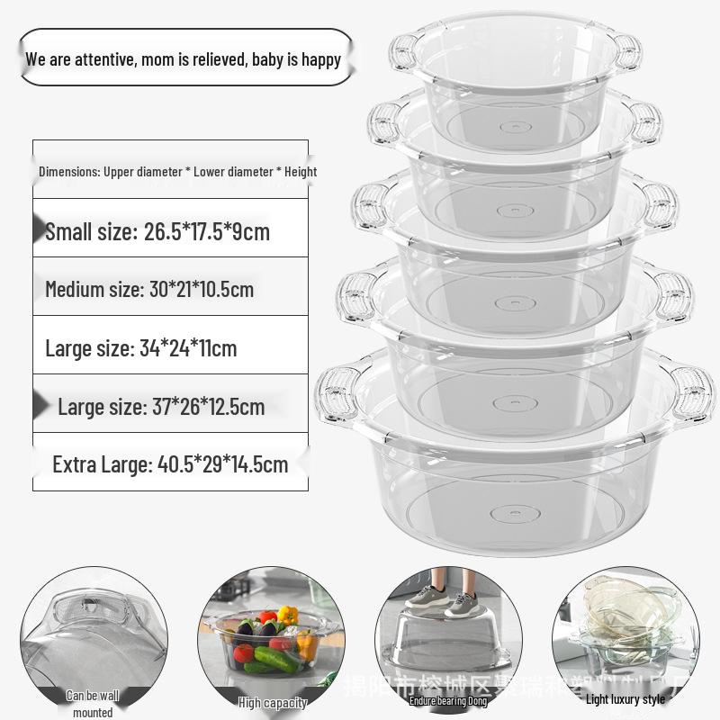 Transparent Multi-Use Basin: Washbasin, Laundry, Baby Face, Vegetable & Foot Wash Basin for Home & Dorm.