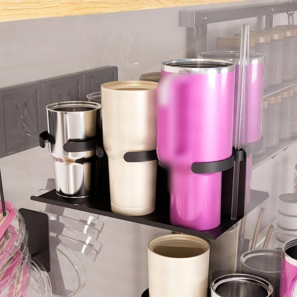 

New Magnetic Fridge Tumbler Rack Carbon Steel Space Saving Kitchen Storage Rack Relocatable 3 Slots Cup Organizer Home Use чёрный