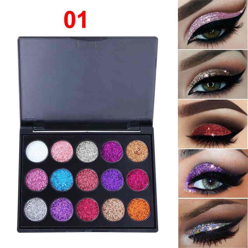 15 Colors Sequins Eyeshadow Palette High Gloss Shimmer Eye Shadow Waterproof Cosmetic