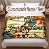 Music General Theme Soft Blanket Personalized Custom Name Text Print Warm Blanket Home Sofa Bedroom Decor
