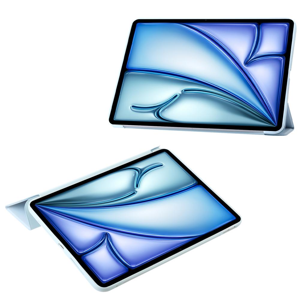 For iPad Air 13 (2025)/(2024) Leather Case Inner Silicone Tablet Cover with Tri-Fold Stand