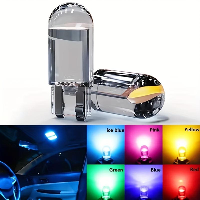 10pcs New 2023 W5W T10 LED Car Interior Bulb 12V Acrylic 6000K 7 Color Wedge Dome Indicator Reading Light Bulbs - Multipurpose