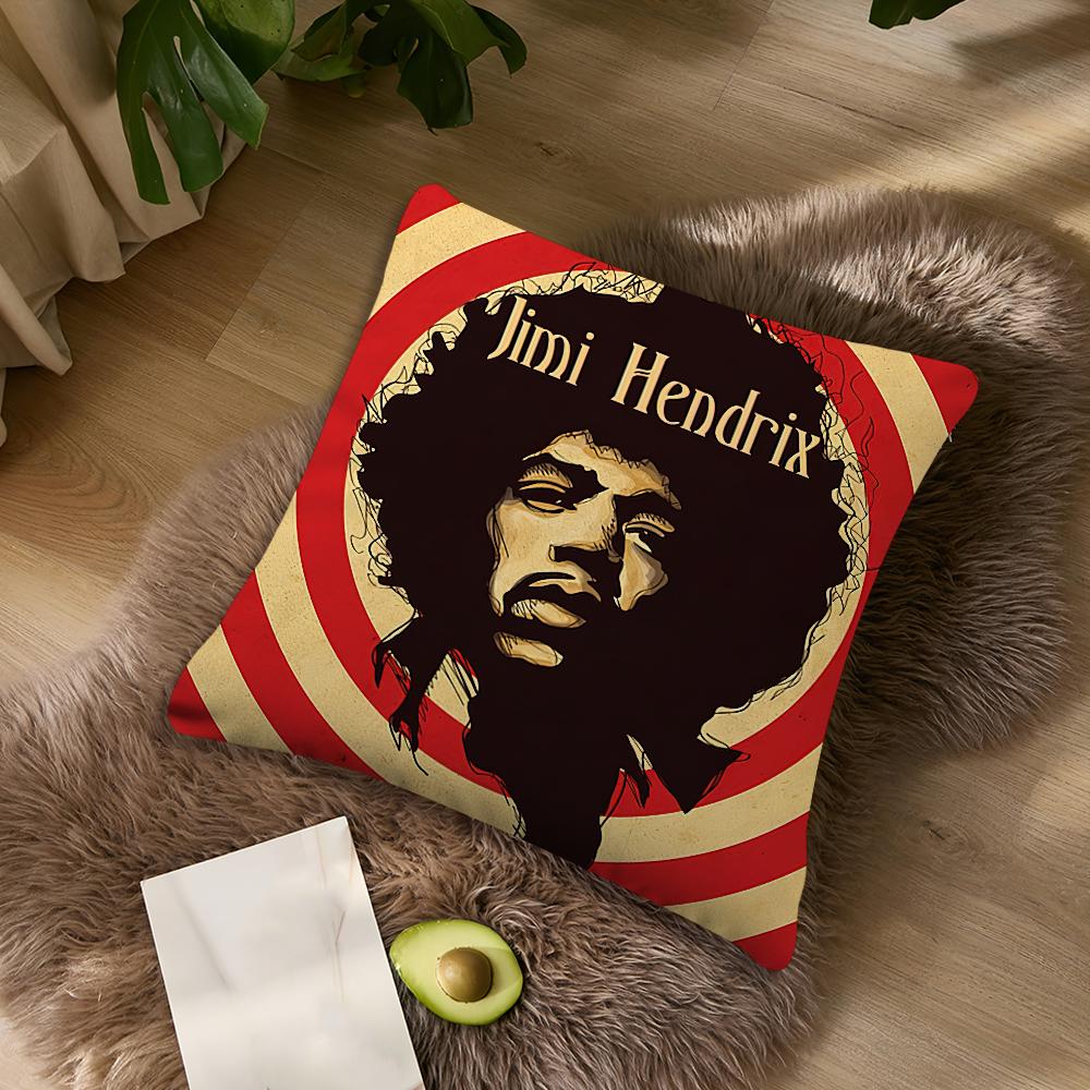 Singer J-Jimi H-Hendrix Cushion Cover Living Room Accent Couch Back Support Square Lounge Restful Nap Companion Pillow Case