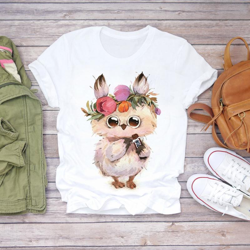 

Женская летняя футболка с принтом маленьких животных в стиле ретро, с коротким рукавом, повседневная, с принтом, топы M