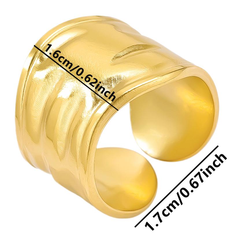 Echtvergoldeter Offener Verstellbarer Ring Echter Stein Edelstahlringe Für Damen Herren Zubehör Geometrischer Schmuck Ringe Geschenk