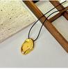 Fashion Spiral Heart-Shaped Pendant Necklace for Women Adjustable Long Black Wax Rope Clavicle Chain Charm Couple Birthday Gift