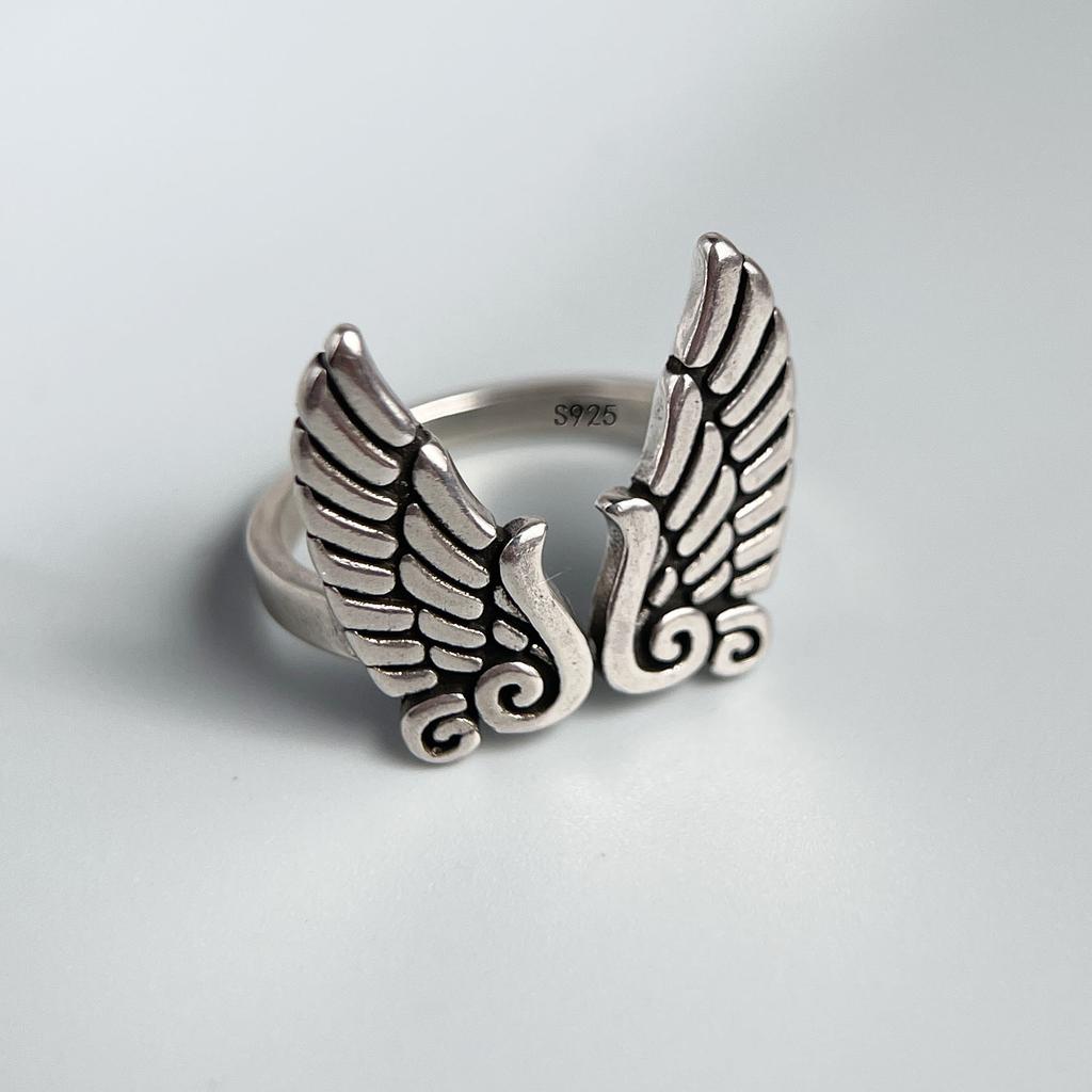 925 Sterling Silver Rings for Women Couple Minimalist Handmade Simple Gold Double Wings Ring Fine Jewelry Gift Prevent Allergy