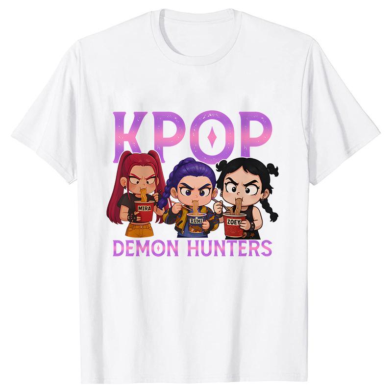 Kpop Demon Hunters Cartoon T-shirt for Chrildren  O-neck T-shirts 2025 Hot Movies Same Tshirts Fans Gifts Y2K High Street Tops