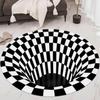 3D Round Carpets for Living Room Simple Black&White 3D Stereo Vision Carpet Area Rugs Geometric Anti-Skid Home Bedroom Floor Mat