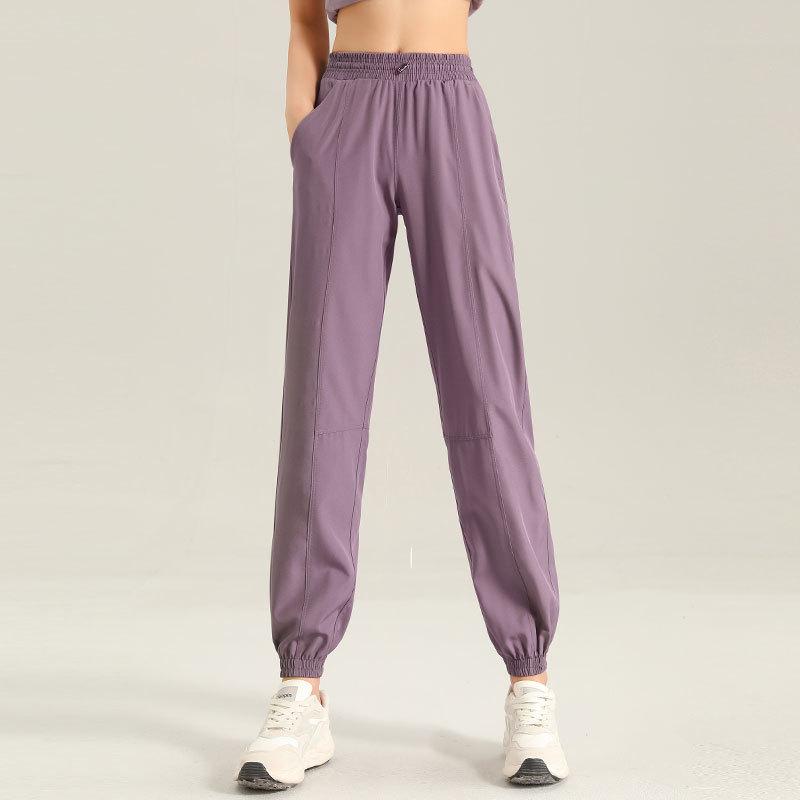 Women's High-End Quick-Dry Yoga & Running Set: Summer Half-Zip Short Sleeve Top with Loose Casual Ice Silk Pants