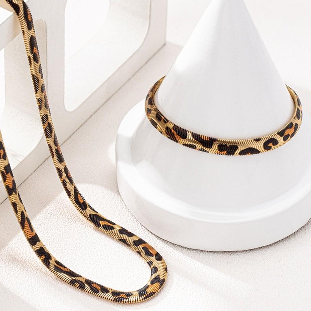 Utsøkt Armbånd med Slangemønster Håndkjede Halskjede i Slangeskinn Leopardmønstret Kragebenskjede Unisex