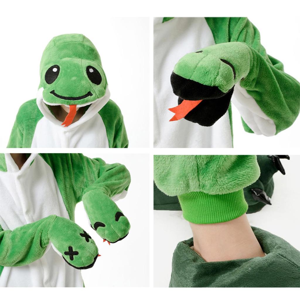 Kalk Life Snake Kigurumi Pajamas for Kids, Loungewear, One-Piece Pajamas, Coveralls, Winter, Fluffy, Warm Romper, Cute, Animal Cosplay Costume,