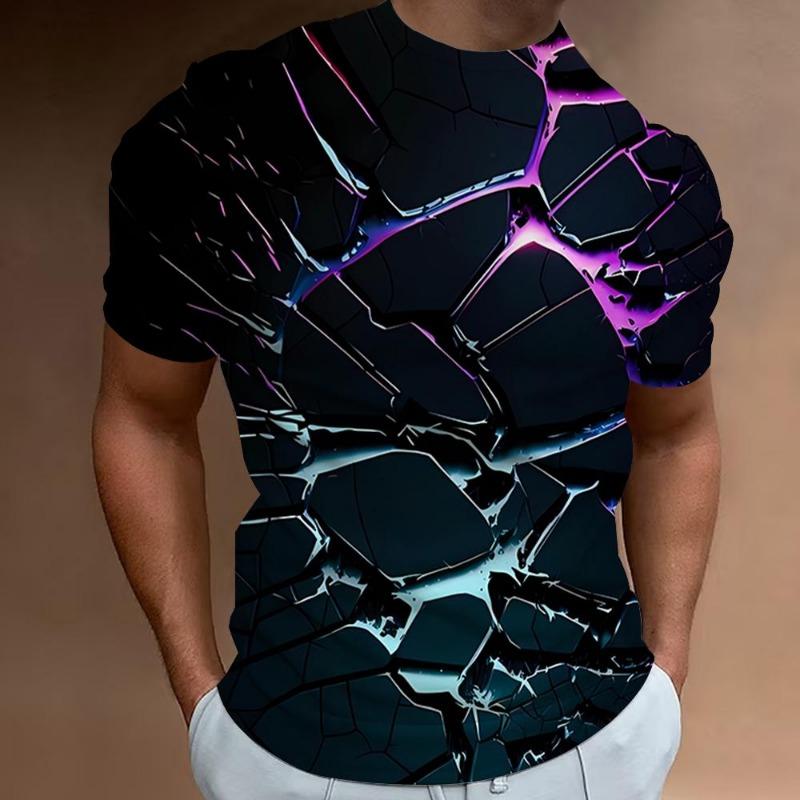 3d Rock Printed Men's Clothing Fashion T-Shirts For Men Street Designer Short Sleeved Oversized Top Tees Daily Casual Sportswear