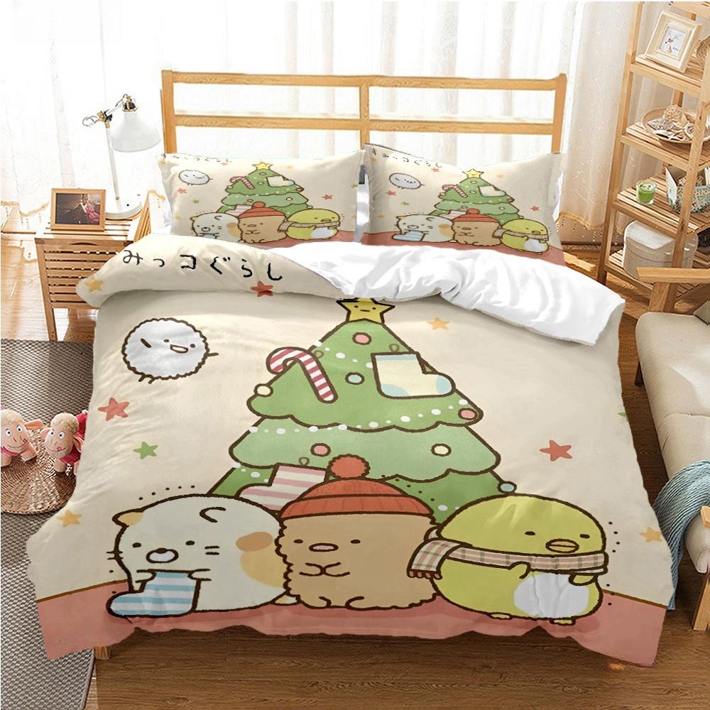 

Мультяшный аниме Sumikko Gurashi Милый Пододеяльник Забавный Кавайный Постельный Комплект Мягкий Чехол для Одеяла и Наволочка Односпальный_Двуспальный_Королевский_Кинг EU single(135x200cm)