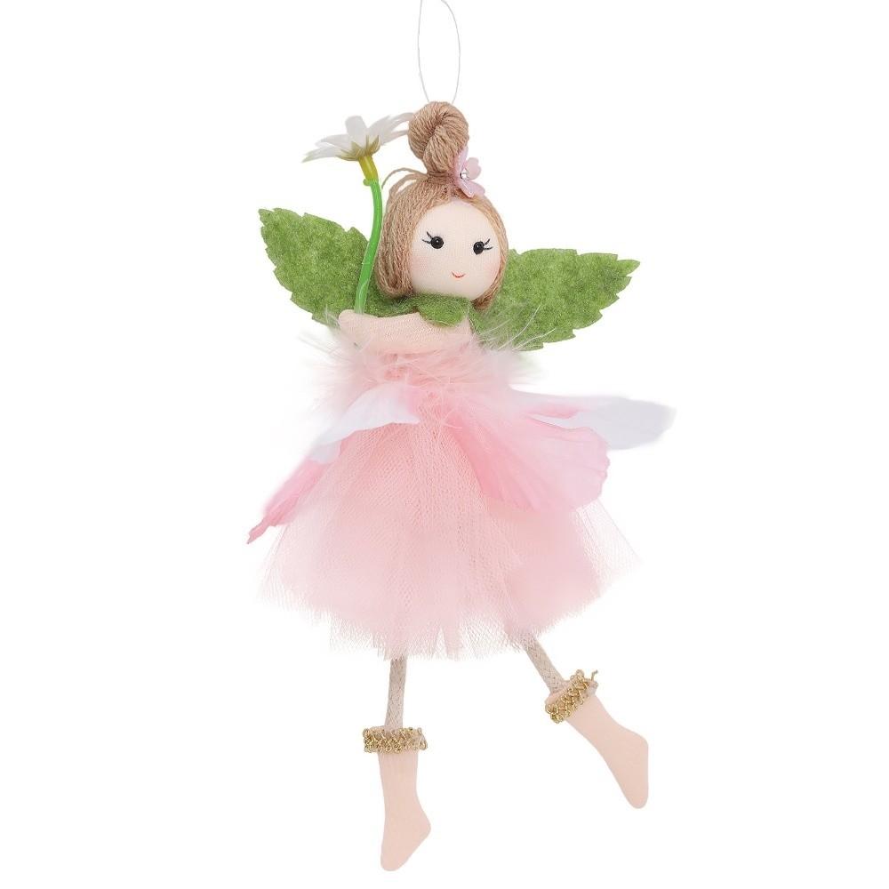 

Cute Kid Gifts Long Legs Flower Fairy Mesh Handmade Easter Fairy Pendant with Flower Skirt Wing Girl Pendant Home Party розовый