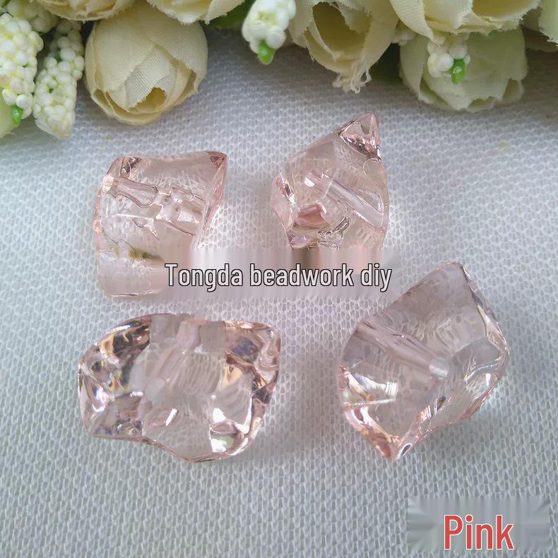 DIY Acrylic Irregular Beaded Earring Kit - Imitation Crystal Ice Cube Beads (19x28mm)