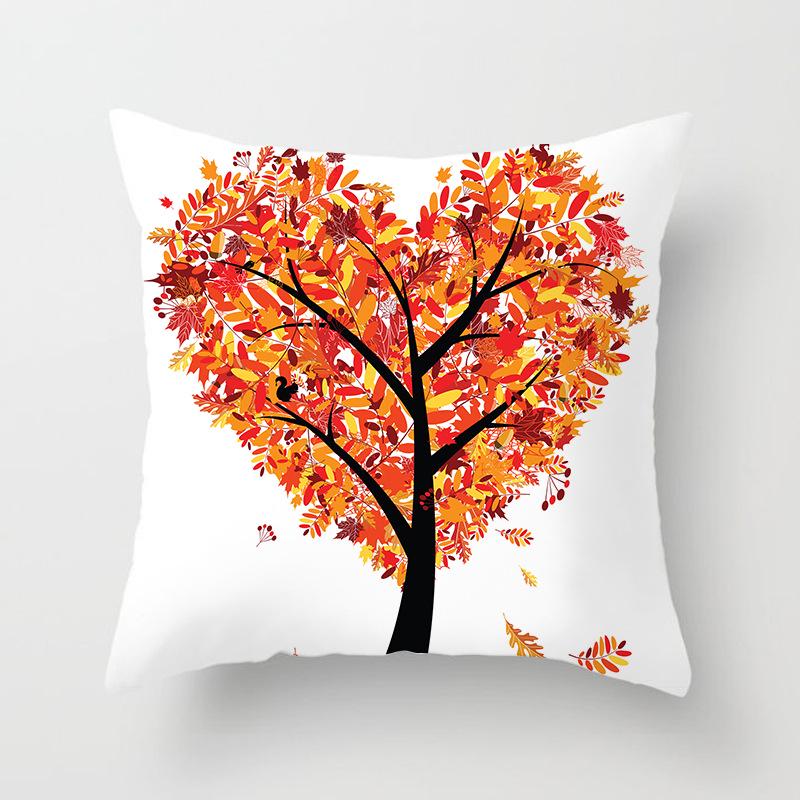 Painted Tree Digital Printed Peach Skin Square Pillow Cushion Cover Home Furnishings