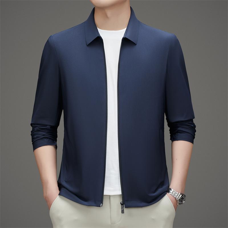 Summer Lapel Sunscreen Clothes Men's Summer Light and Thin Business Casual Outdoor Breathable Jacket Loose Dad Outfit