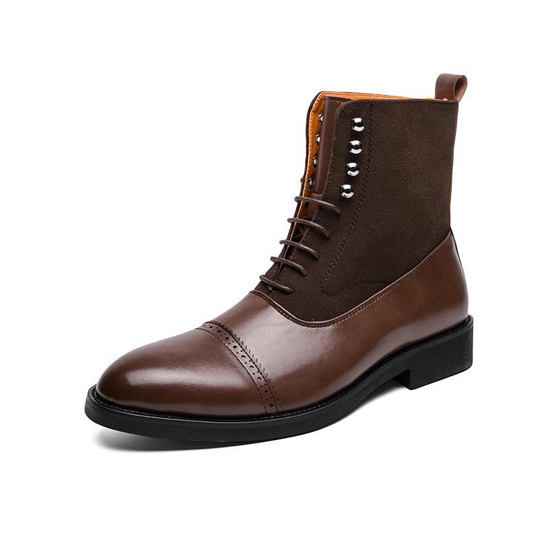 

Мужские высокие деловые кожаные туфли в стиле британского джентльмена для вечеринок, свадьбы, отдыха, бизнеса, мужские ботинки 38-47 47 коричневый