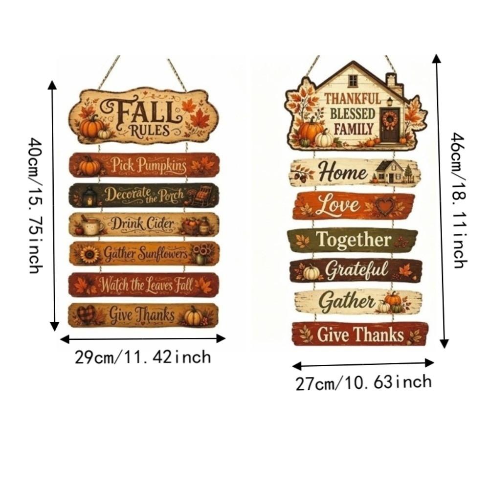 2D Flat Autumn Harvest Sign Decorative Fall Theme Wall Hanging Plaque Home Decor