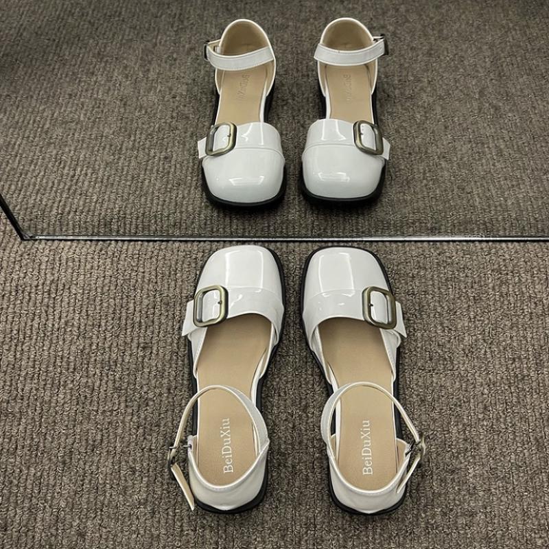 

Модные туфли с квадратным носком и низким каблуком, закрытые сандалии для женщин, повседневный шик и элегантность в предложении, дизайнерская роскошная женская обувь Мэри Джейн 2025 40