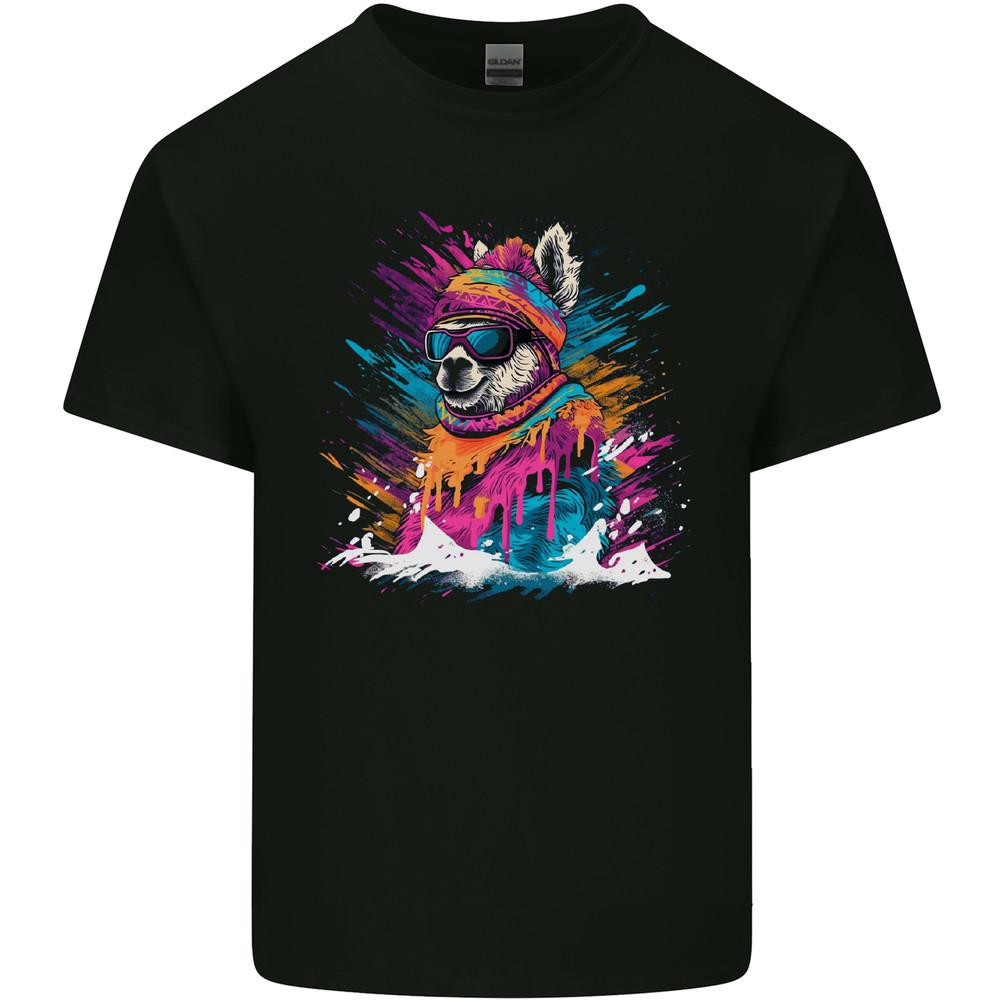 

A Cute Lama in the Snow Mens Light Cotton T-Shirt L