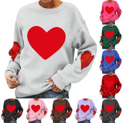Ladies' Valentine's Day Printed Casual Long Sleeved Sports Hoodie Top