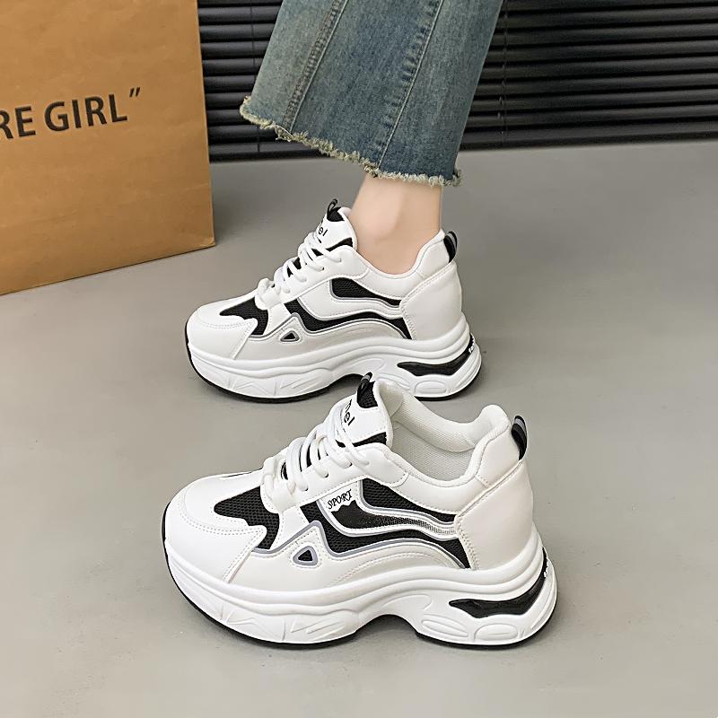 

CRLAYDK Hidden Wedge Sneakers for Women Casual Platform High Heeld Lace Up Walking Shoes Ladies Mesh Fashion Sports Tennis 35