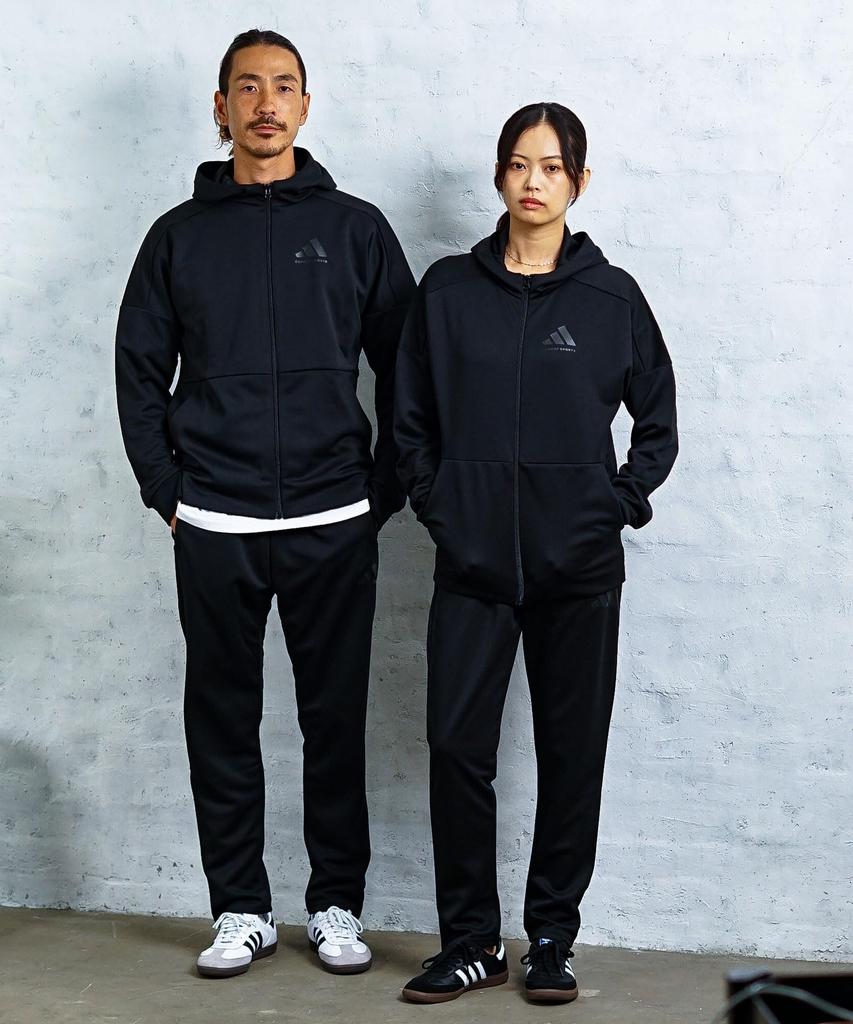 Combat Genuine Jersey Tracksuit Setup Top and Bottom Set Unisex [Adidas Sports] TR-74 Men's (XL, Black/Black)