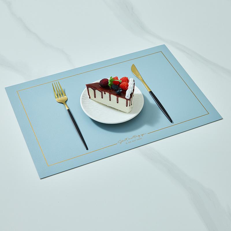 In Stock Waterproof Leather/PVC Placemat: Western Dining and Heat-Resistant Square Mat for Living Room or Hotel Use.