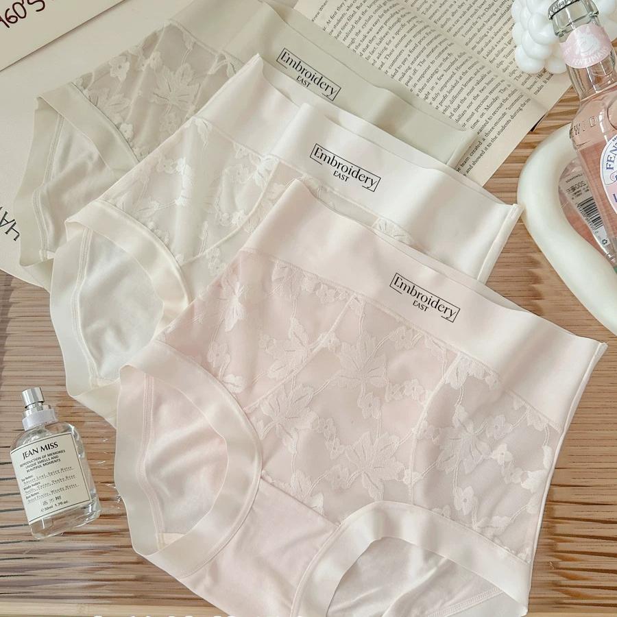 Women High Waisted Seamless Sexy Lace Briefs Plus Size Control Breathable Comfortable Underwear
