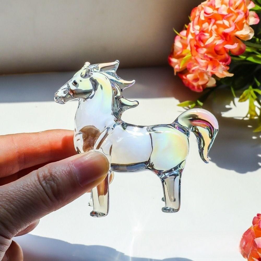 Sturdy Crystal Horse Statue Colorful Decorative Horse Shape Crystal Artwork  Tabletop