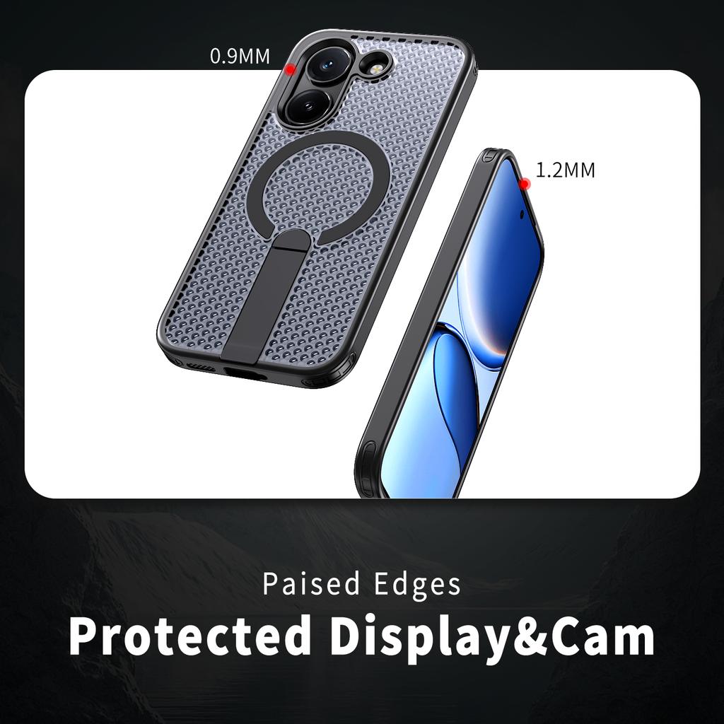 Anti-fall Cooling Hole Design Magnetic Case For Xiaomi Poco X8 Pro Redmi Turbo 5 5G Metal Bracket TPU Acrylic Phone Cover Fundas