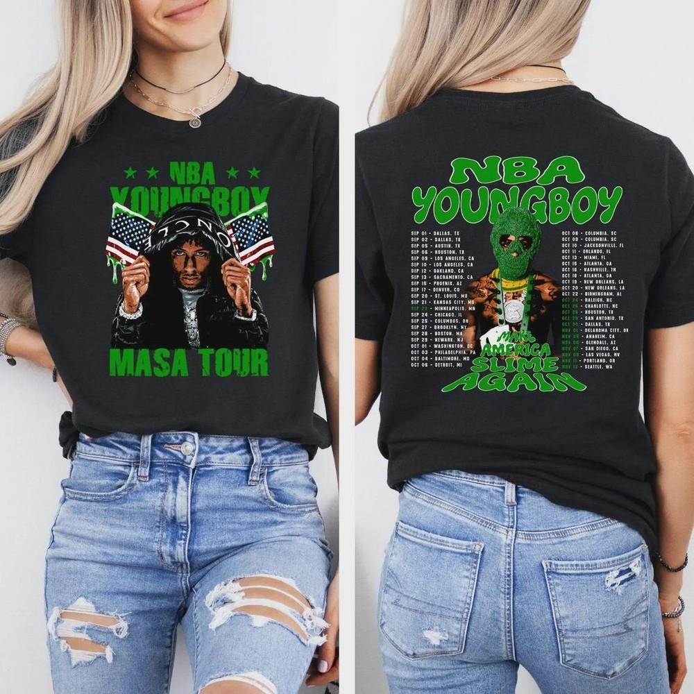 NBA Youngboy Masa 2025 Tour Dates Two Sided T-Shirt, Rap Hip Hop Music Shirt Unisex T-Shirt XXXXL