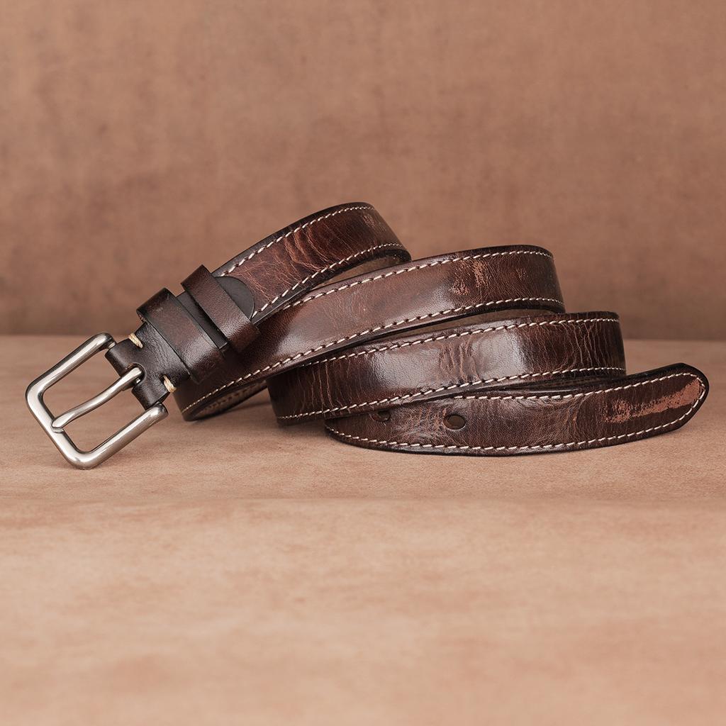 Retro New Belt Men'S First Layer Cowhide Whole Leather Versatile Tree Paste Leather Needle Buckle Belt Middle-Aged And Young Men'S Belt