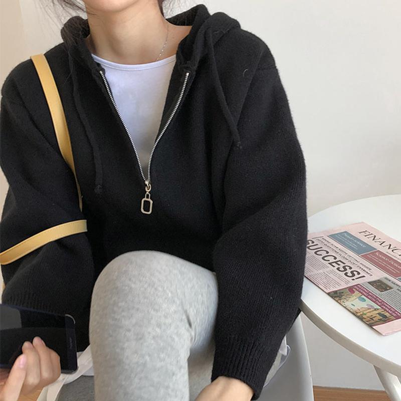 Вязаный кардиган с капюшоном на молнии — фото 10