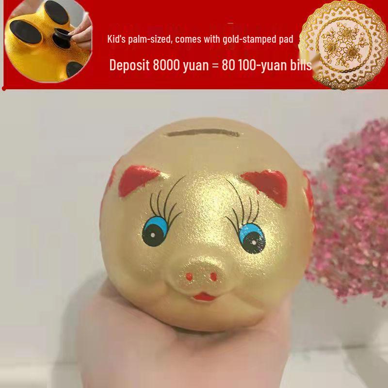 

Golden Pig Ceramic Piggy Bank: 2025 New Design for All Ages - In Only, No Out Savings Storage
